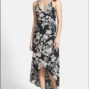 ASTR floral wrap tie waist maxi dress size XS